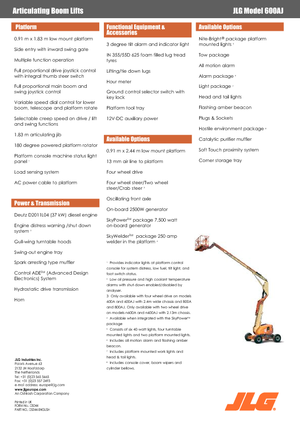 Piattaforme aeree articolate gommate JLG 600AJ