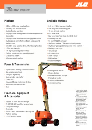 Piattaforme aeree articolate gommate JLG 600AJ