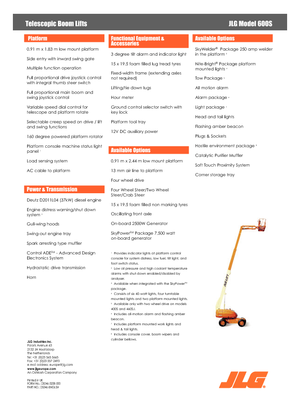 Piattaforme aeree telescopiche gommate JLG 600S