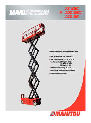 Piattaforme aeree verticali a pantografo su ruote Manitou 100 SEC