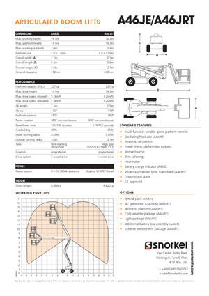Piattaforme aeree articolate gommate Snorkel A46JE