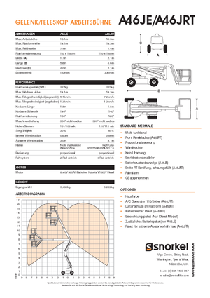 Piattaforme aeree articolate gommate Snorkel A46JRT