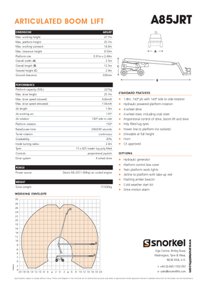 Piattaforme aeree articolate gommate Snorkel A85JRT