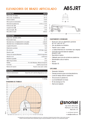 Piattaforme aeree articolate gommate Snorkel A85JRT