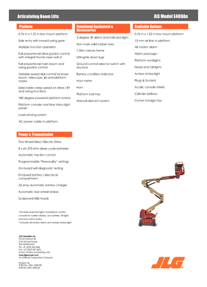 Piattaforme aeree articolate gommate JLG E400AN