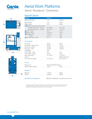 Piattaforme aeree telescopiche gommate Genie GRC-12 Runabout