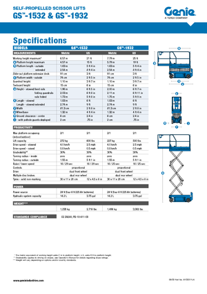 Piattaforme aeree verticali a pantografo su ruote Genie GS-1532