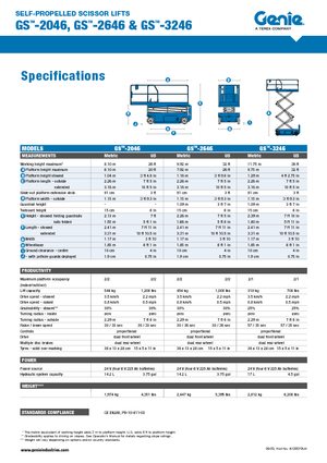 Piattaforme aeree verticali a pantografo su ruote Genie GS-3246