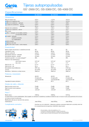 Piattaforme aeree verticali a pantografo su ruote Genie GS-3369 DC