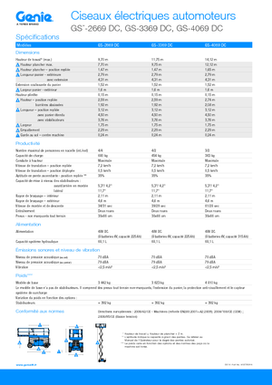 Piattaforme aeree verticali a pantografo su ruote Genie GS-3369 DC