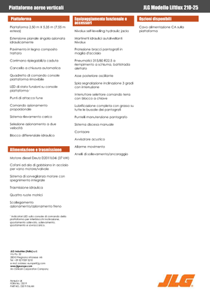 Piattaforme aeree verticali a pantografo su ruote JLG Liftlux 210-25