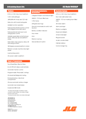 Piattaforme aeree articolate gommate JLG M400AJP