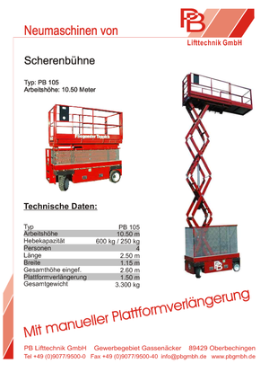 Piattaforme aeree verticali a pantografo su ruote PB PB 105