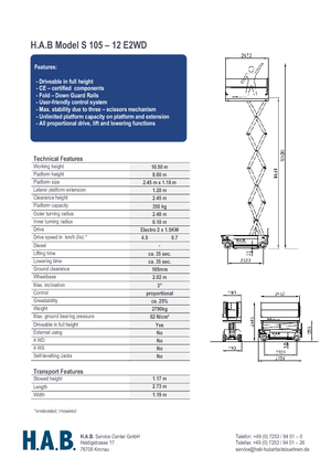 Piattaforme aeree verticali a pantografo su ruote HAB S 105-12 E 2WD