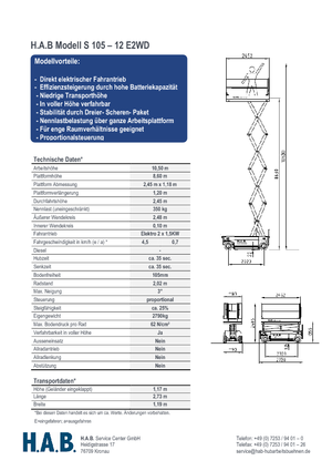 Piattaforme aeree verticali a pantografo su ruote HAB S 105-12 E 2WD