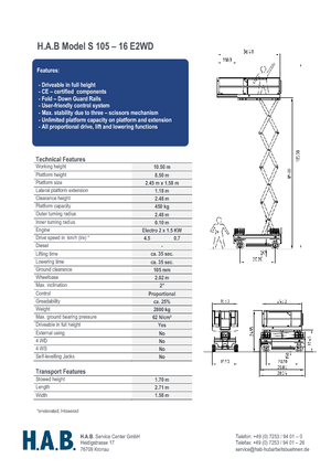 Piattaforme aeree verticali a pantografo su ruote HAB S 105-16 E 2WD