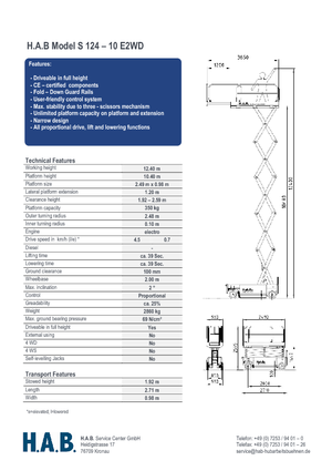 Piattaforme aeree verticali a pantografo su ruote HAB S 124-10 E 2WD