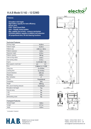 Piattaforme aeree verticali a pantografo su ruote HAB S 142-12 E 2WD