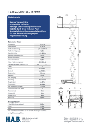 Piattaforme aeree verticali a pantografo su ruote HAB S 152-12 E 2WD S