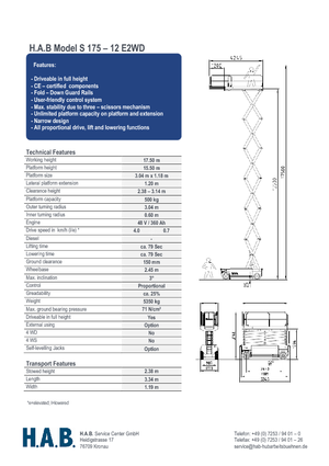 Piattaforme aeree verticali a pantografo su ruote HAB S 175-12 E 2WD