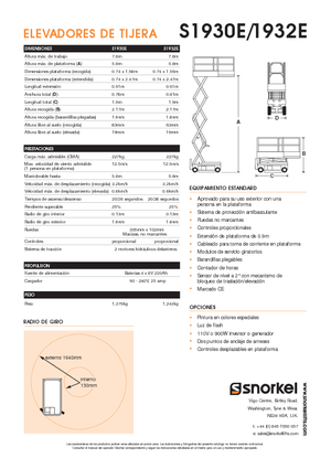 Piattaforme aeree verticali a pantografo su ruote Snorkel S1930E