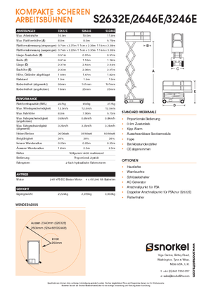 Piattaforme aeree verticali a pantografo su ruote Snorkel S3246E
