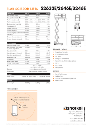 Piattaforme aeree verticali a pantografo su ruote Snorkel S3246E