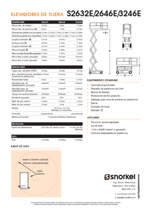 Piattaforme aeree verticali a pantografo su ruote Snorkel S3246E