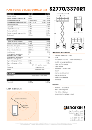 Piattaforme aeree verticali a pantografo su ruote Snorkel S2770RT