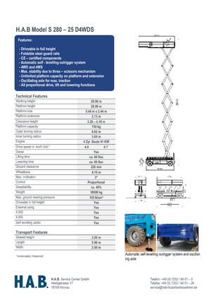 Piattaforme aeree verticali a pantografo su ruote HAB S 280-25 D 4WD S
