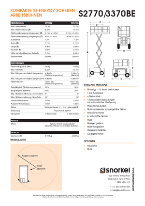 Piattaforme aeree verticali a pantografo su ruote Snorkel S3370BE