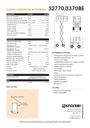 Piattaforme aeree verticali a pantografo su ruote Snorkel S3370BE