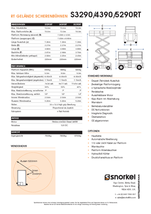 Piattaforme aeree verticali a pantografo su ruote Snorkel S 4390 RT