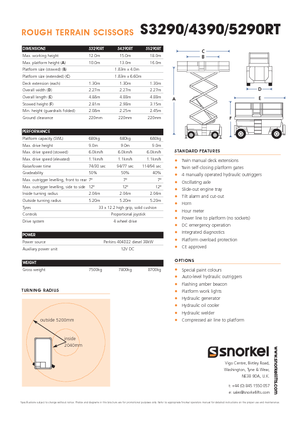 Piattaforme aeree verticali a pantografo su ruote Snorkel S 4390 RT