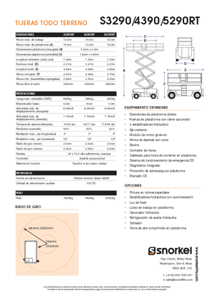 Piattaforme aeree verticali a pantografo su ruote Snorkel S 4390 RT