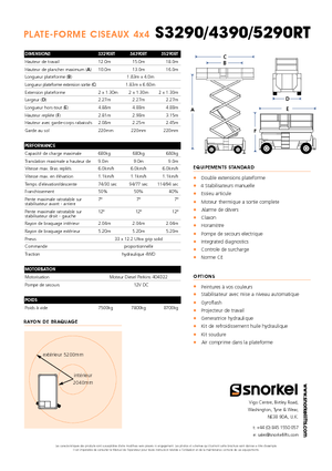 Piattaforme aeree verticali a pantografo su ruote Snorkel S 4390 RT