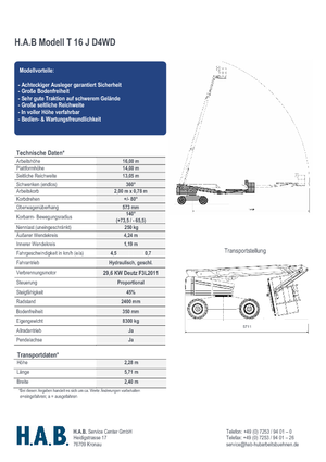 Piattaforme aeree telescopiche gommate HAB T 16 JD 4WD