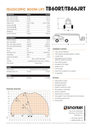 Piattaforme aeree telescopiche gommate Snorkel T60RT