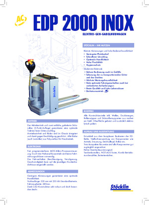 Transpallet elettr. a timone guida terra Stöcklin EDP 2000 Inox