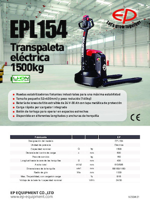Transpallet elettr. a timone guida terra EP EPL154