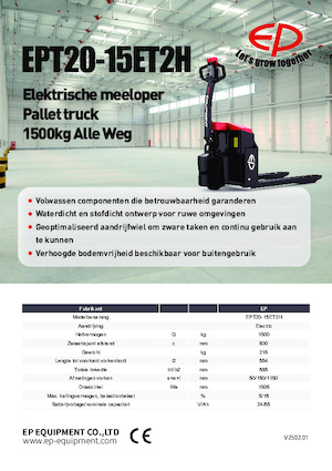 Transpallet elettr. a timone guida terra EP EPT20-15ET2H