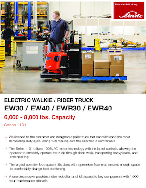 Transpallet elettr. a timone guida terra Linde EW40