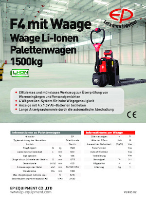 Transpallet elettr. a timone guida terra EP F4