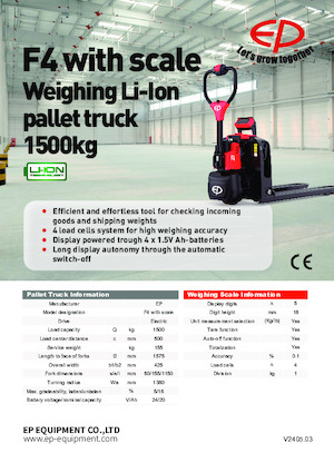 Transpallet elettr. a timone guida terra EP F4
