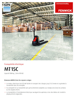 Transpallet elettr. a timone guida terra Linde MT15C