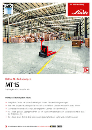 Transpallet elettr. a timone guida terra Linde MT15