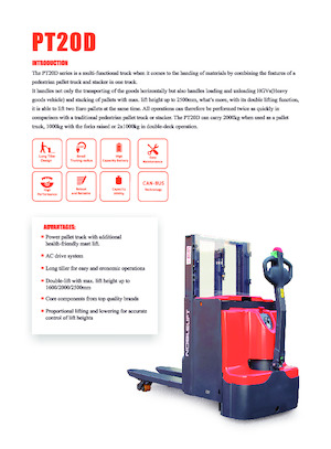 Transpallet elettr. a timone guida terra Noblelift PT20D