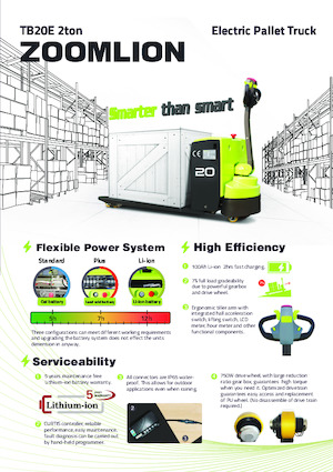 Transpallet elettr. a timone guida terra Zoomlion TB20E