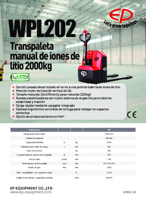 Transpallet elettr. a timone guida terra EP WPL202