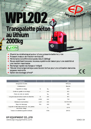 Transpallet elettr. a timone guida terra EP WPL202